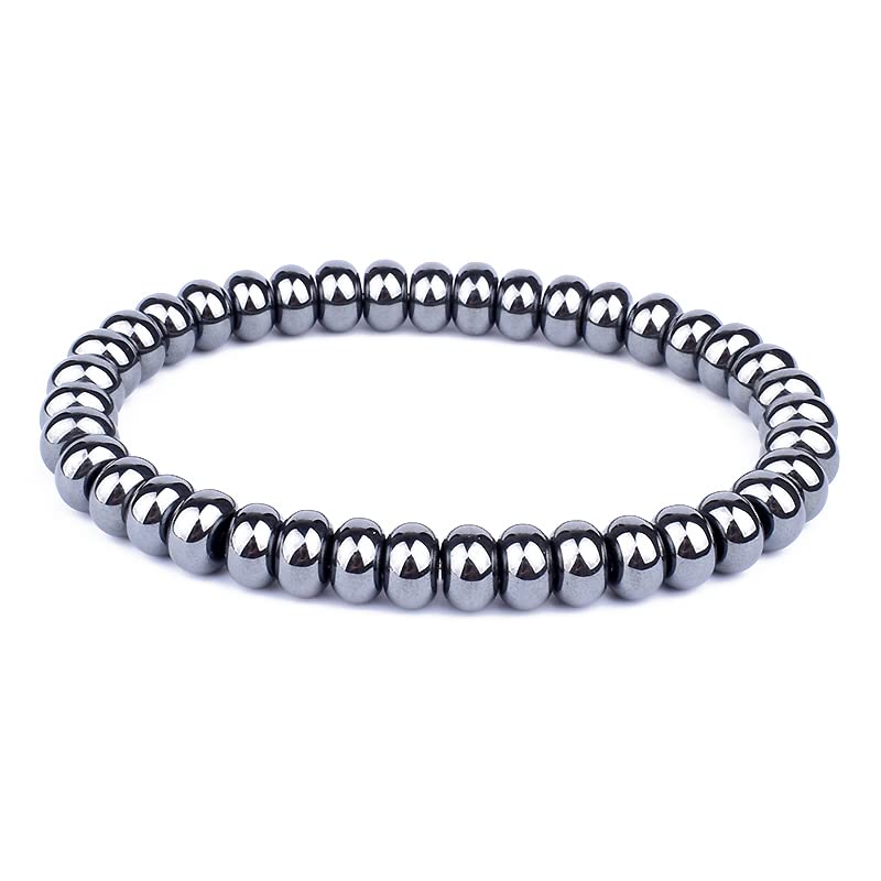 Hematita Pulsera Elástica p/Hombre en Rectángulo y Esfera