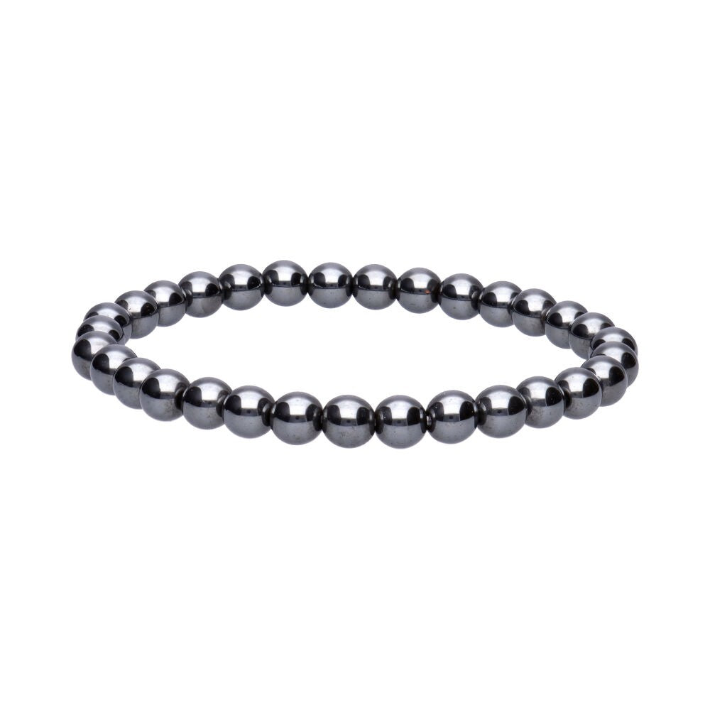 Hematita Pulsera Elástica p/Hombre en Rectángulo y Esfera