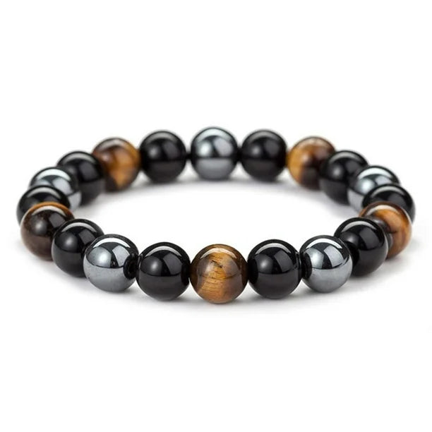 Hematita Pulsera Elástica p/Hombre en Rectángulo y Esfera